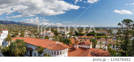 A breathtaking panoramic view of Santa Barbara from the historic courthouse A breathtaking panoramic view of Santa Barbara from the historic courthouse 124876882
