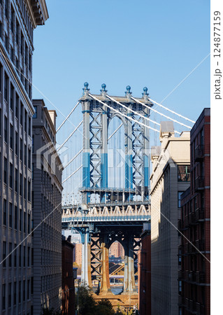 A stunning view of the Manhattan Bridge from DUMBO, Brooklyn A stunning view of the Manhattan Bridge from DUMBO, Brooklyn 124877159