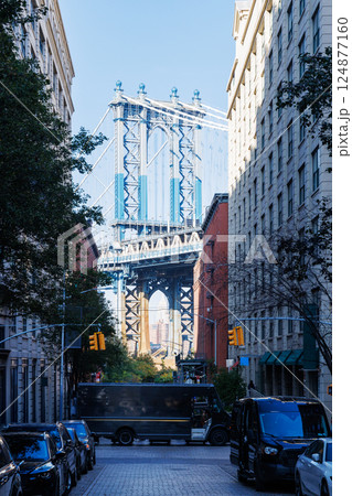 A stunning view of the Manhattan Bridge from DUMBO, Brooklyn A stunning view of the Manhattan Bridge from DUMBO, Brooklyn 124877160