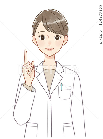 白衣を着た女性医師イラスト 124877255