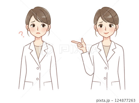 白衣を着た女性医師イラスト 124877263