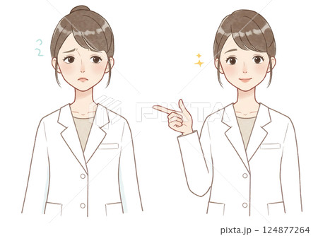 白衣を着た女性医師イラスト 124877264