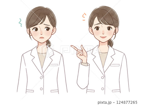 白衣を着た女性医師イラスト 124877265