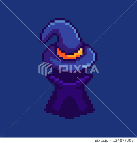 Pixel art Mysterious Mage game asset design 124877305