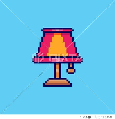 Pixel art Table Lamp game asset design 124877306