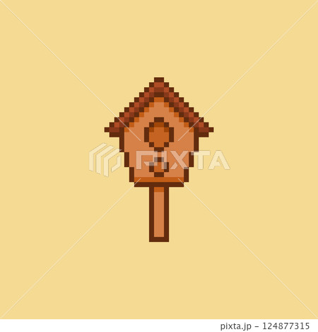 Pixel art Birdhouse game asset design 124877315
