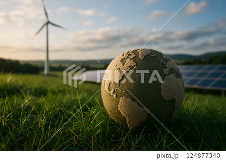 自然エネルギーと地球環境をテーマにした風景イラスト 自然エネルギーと地球環境をテーマにした風景イラスト 124877340