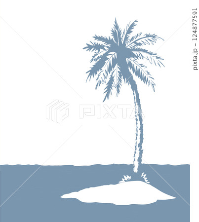 Small desert island. Vector drawing Small desert island. Vector drawing 124877591