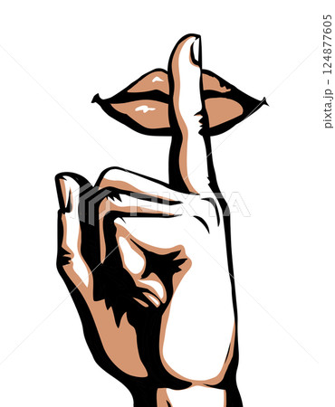 The finger shows quietly. Vector drawing 124877605
