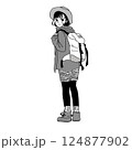 リュックサックを背負った登山する女の子 124877902