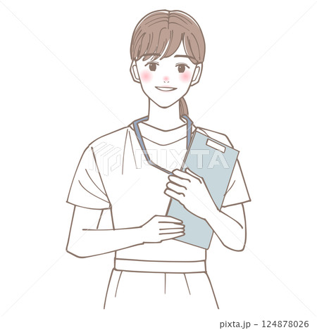 バインダーを持っている看護師のイラスト 124878026