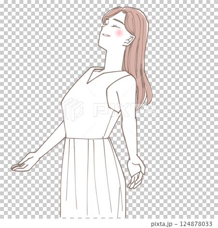 Illustration of a woman taking a deep breath 124878033