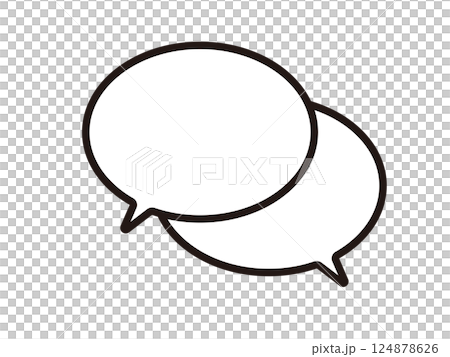Monochrome speech bubble icon drawn with simple black lines 124878626