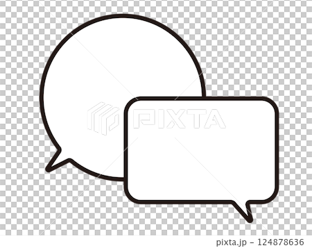 用簡單的黑線繪製的單色語音氣泡圖標 124878636