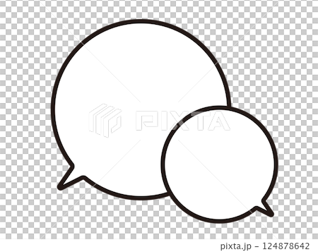Monochrome speech bubble icon drawn with simple black lines Monochrome speech bubble icon drawn with simple black lines 124878642