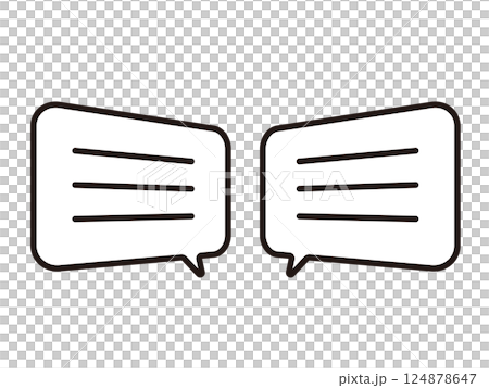 Monochrome speech bubble icon drawn with simple black lines Monochrome speech bubble icon drawn with simple black lines 124878647