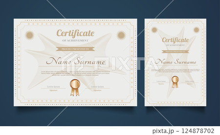 Gold and White Certificate Template in Classic Style Gold and White Certificate Template in Classic Style 124878702