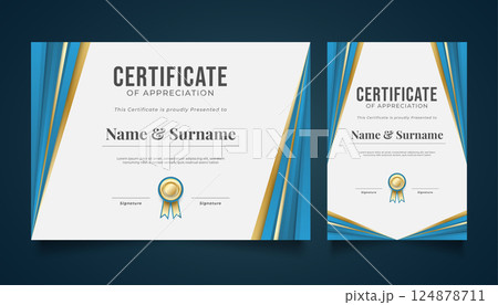 Modern Geometric Certificate Template with Paper Cut Style 124878711