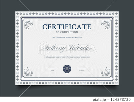 Classic Certificate Template Design with Abstract Ornaments 124878720