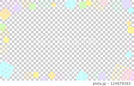 A colorful frame with various patterns inside a square 124879383