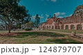 San Diego, California, USA- November 4 2004: The Botanical Building is a historic building in Balboa Park in San Diego, California. it remains one of the largest lath structures in the world. 124879707
