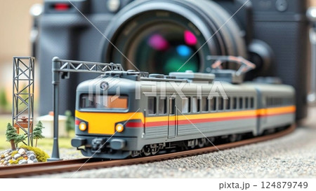 線路と電車を撮影するカメラ 124879749