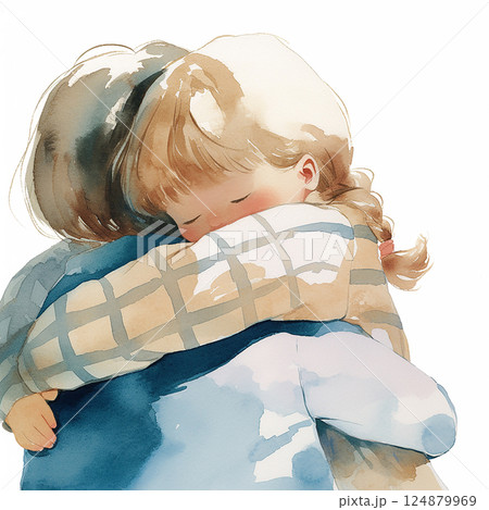 Children sharing a warm hug in a joyful moment of friendship and connection during a sunny day 124879969