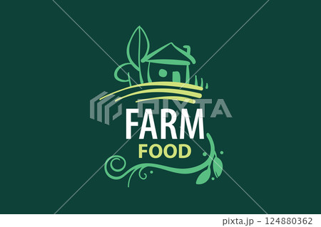 Vector logo of farm products, hand-drawn Vector logo of farm products, hand-drawn 124880362