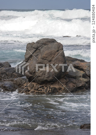 Waves and rocky Atlantic ocean coast, Spain Waves and rocky Atlantic ocean coast, Spain 124880484