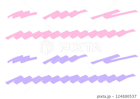 マーカーペンで描いたようなアンダーラインセット：紫　ピンク 124880537