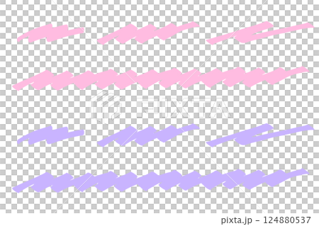 マーカーペンで描いたようなアンダーラインセット：紫　ピンク 124880537