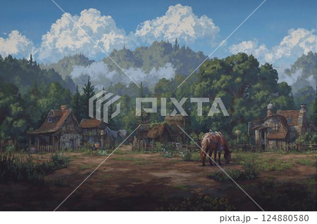 village houses in the mountains 124880580