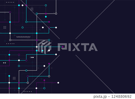 Network circuit connection lines and dots. Technology and Big data concept. Vector illustration Network circuit connection lines and dots. Technology and Big data concept. Vector illustration 124880692