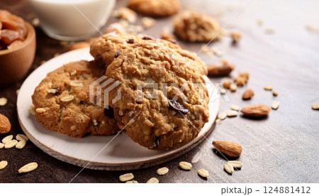 Whole Wheat cookie with Mixed Cereal, Healthy home cooking concept 124881412