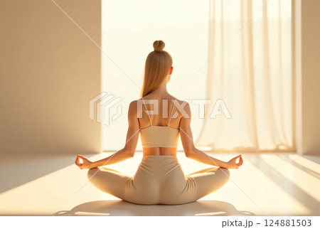 ヨガをしている女性 ヨガをしている女性 124881503