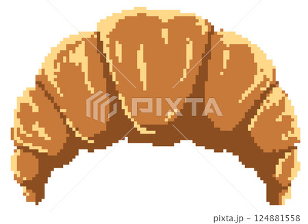 Simple pixel art croissant 124881558