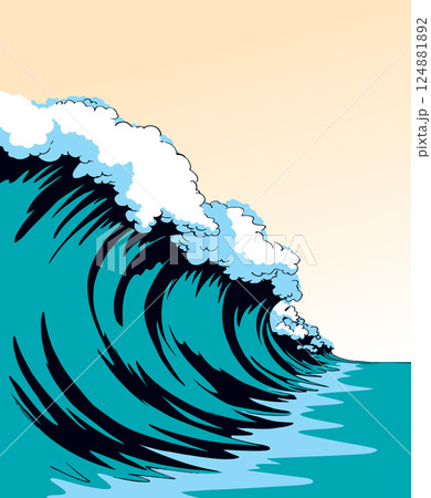 A big wave. Vector tsunami drawing A big wave. Vector tsunami drawing 124881892