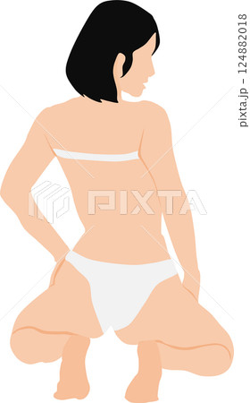 ポーズをとる水着を着た女性のイラスト ポーズをとる水着を着た女性のイラスト 124882018