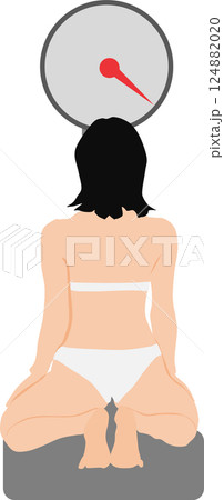 身体測定をするグラフィック素材イラスト 124882020
