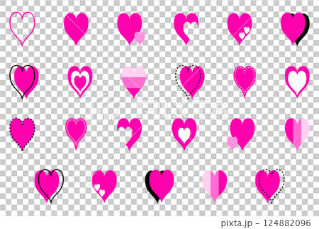 Simple heart symbol set pink 124882096