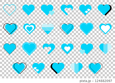 Simple heart symbol set light blue Simple heart symbol set light blue 124882097