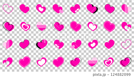 Simple heart symbol set pink Simple heart symbol set pink 124882099