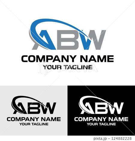 Initial ABW letter modern typography logo design template Initial ABW letter modern typography logo design template 124882228