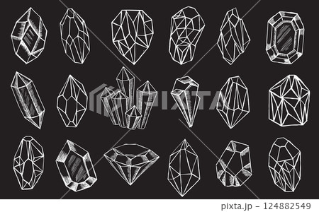 Diamonds, Hand drawn style, vector illustration. 124882549