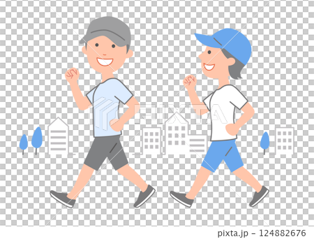 春夏季青年男女步行增強體質 春夏季青年男女步行增強體質 124882676