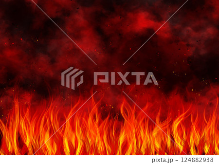 怪しくて不気味なモヤモヤした火が燃え盛る背景 124882938