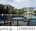Swimming pool in hotel and resort without people for background 124883043