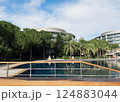 Swimming pool in hotel and resort without people for background 124883044