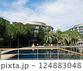 Swimming pool in hotel and resort without people for background 124883048