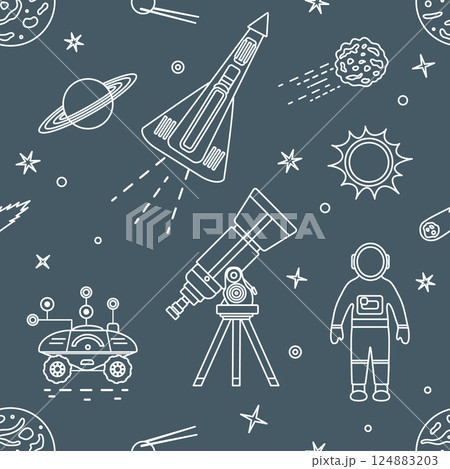 Space Pattern Telescope Planets Shuttle Galaxy 124883203